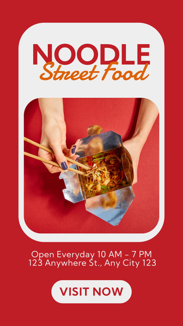 Street Food Ad with Noodles Instagram Story Modelo de Design