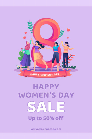Holiday Discount on International Women's Day Pinterest tervezősablon