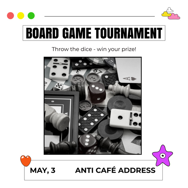 Plantilla de diseño de Board Game Tournament In Anti Cafe Animated Post 