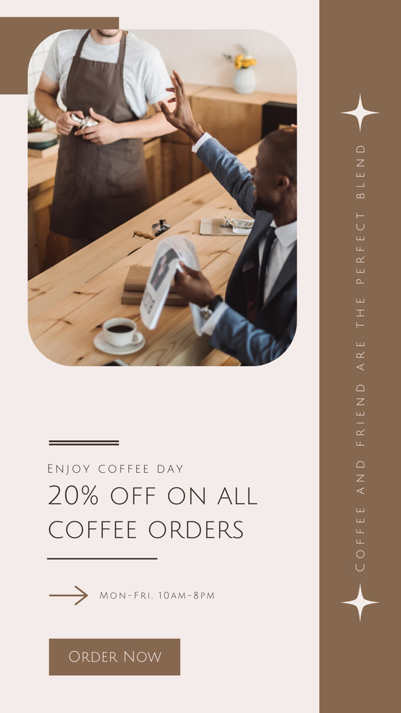 Ontwerpsjabloon van Instagram Story van Customer Service in Coffee Shop