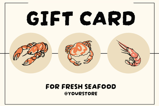 Ontwerpsjabloon van Gift Certificate van Seafood Gift Card Offer
