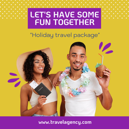 Young African American Couple on Vacation Instagram Modelo de Design