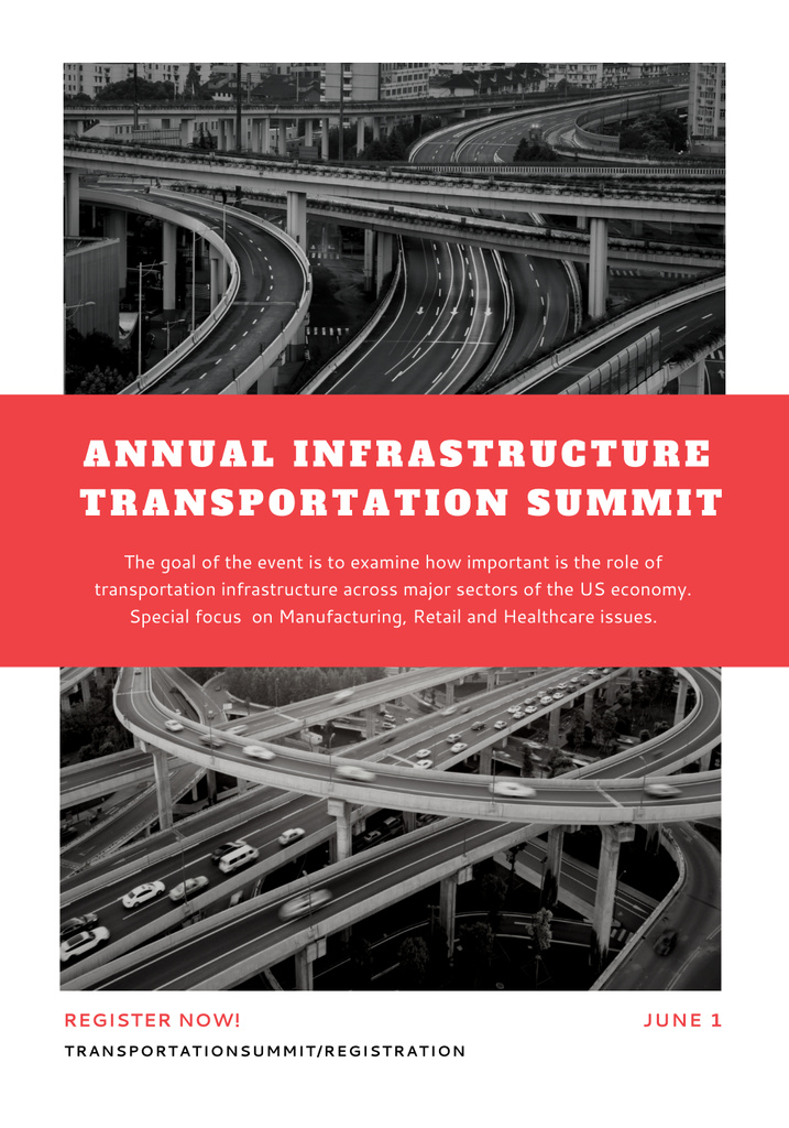Template di design Annual Infrastructure Transportation Summit Announcement In June Poster 28x40in