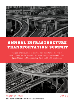Annual Infrastructure Transportation Summit Announcement In June Poster 28x40in Πρότυπο σχεδίασης
