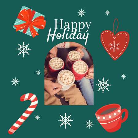 Congratulations on Christmas Holidays in Company of Friends Instagram Design Template