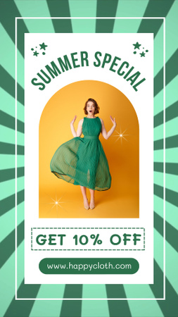 Summer Collection of Dresses on Green Instagram Video Story Design Template