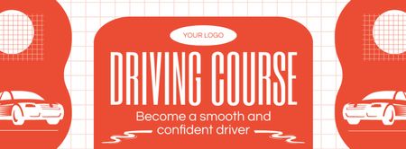 Курс уверенного вождения в оранжевом цвете Facebook cover – шаблон для дизайна