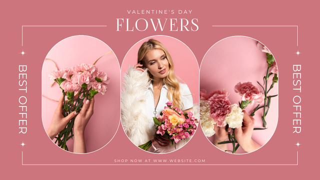 Valentine's Day Flower Sale Collage FB event cover Tasarım Şablonu