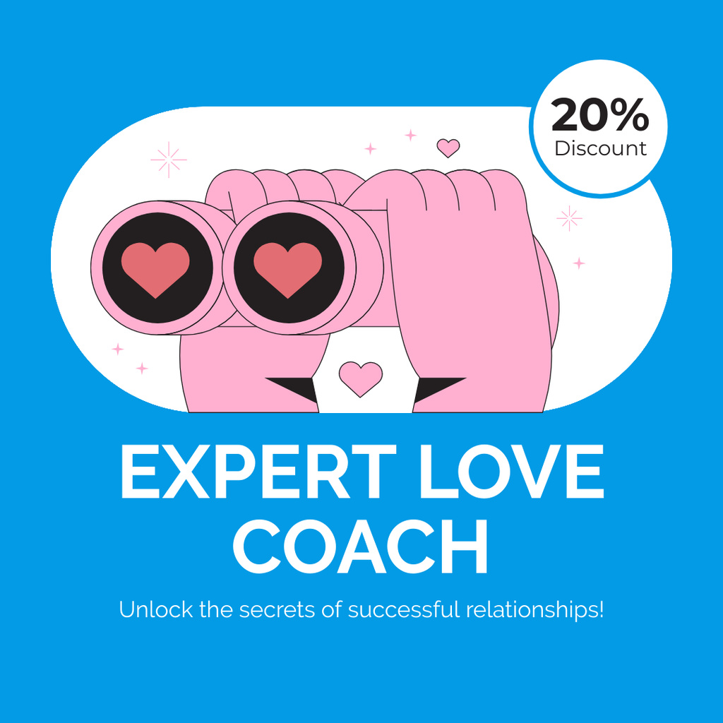 Discount on Services of Professional Love Coach Instagram AD tervezősablon