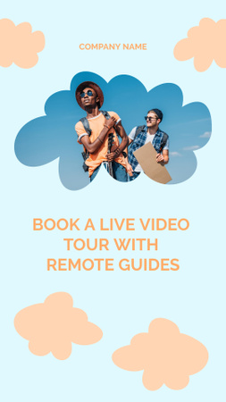 Modèle de visuel Offre de réservation de visites vidéo avec guide à distance - Instagram Video Story
