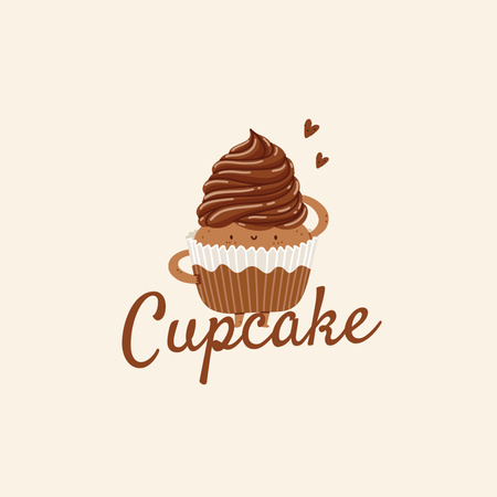 Ontwerpsjabloon van Logo van Cupcakes Advertentie op Beige