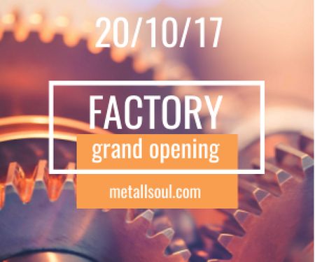 Factory Opening Announcement Mechanism Cogwheels Medium Rectangle Design Template