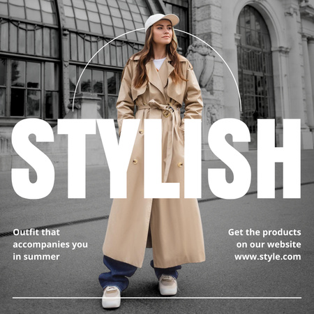 Fashion Ad with Stylish Girl Instagram Tasarım Şablonu
