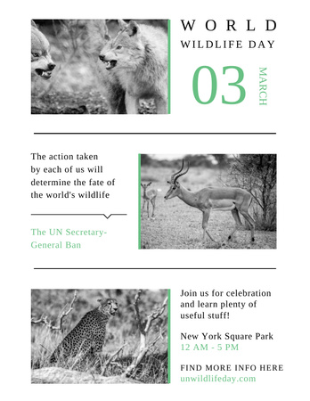 World Wildlife Day Ad with Animals in Natural Habitat Flyer 8.5x11in Design Template