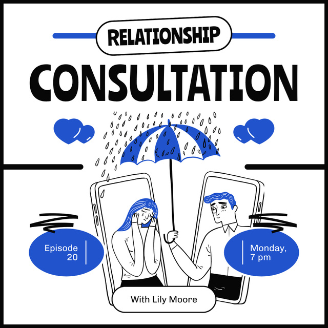 Advertisement for Couple Relationship Counseling Podcast Cover Design Template