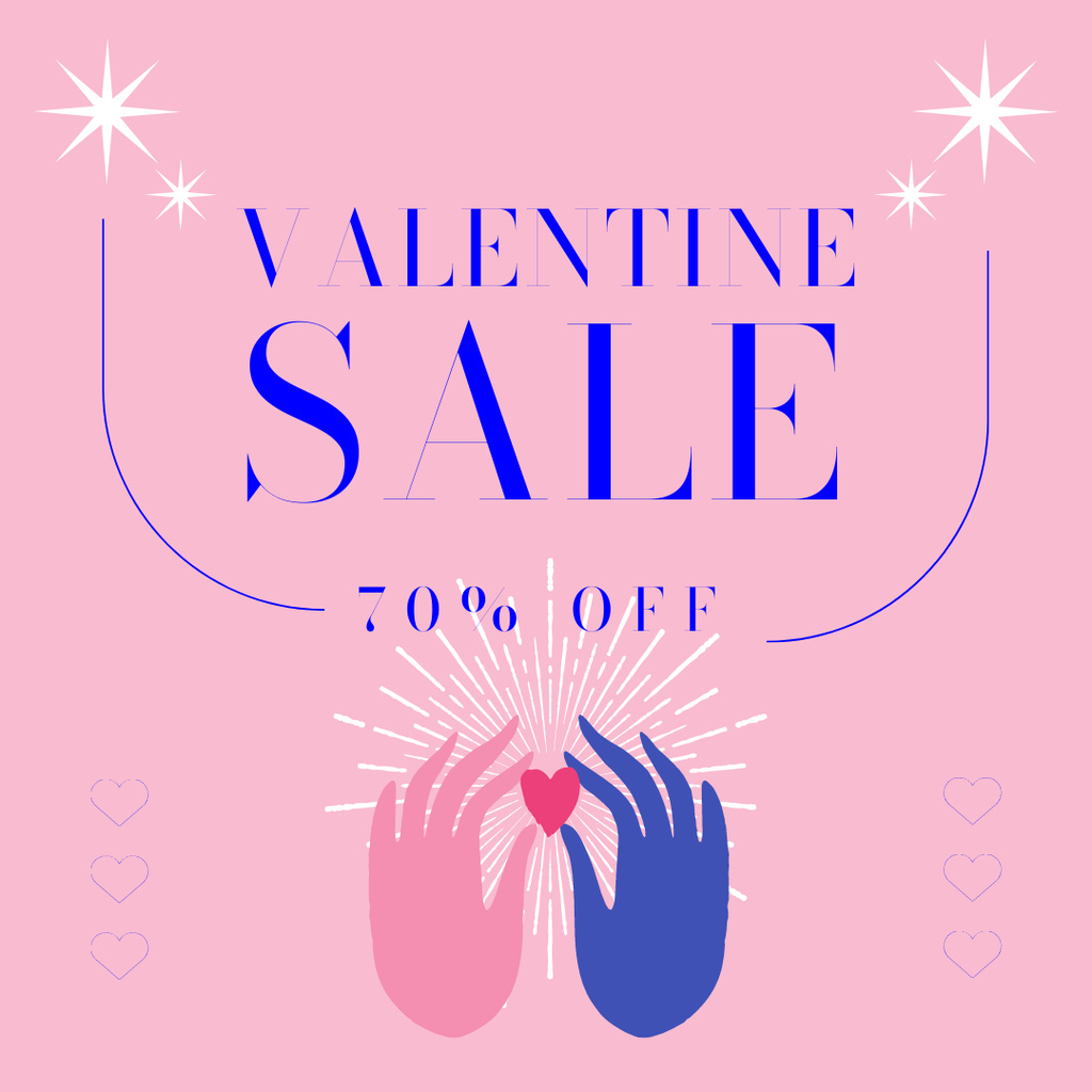 Valentine's Day Announcement with Heart in Hands Instagram AD Design Template