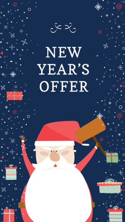 New Year's Special Offer with Funny Santa Instagram Story tervezősablon