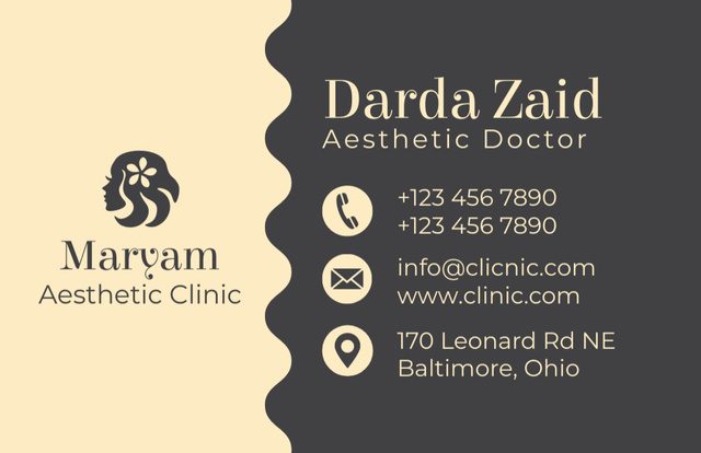 Aesthetic Doctor Contact Information Business Card 85x55mm – шаблон для дизайна