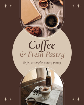 Oferta maravilhosa de café e pastelaria de cortesia Instagram Post Vertical Modelo de Design