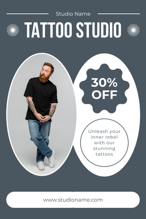 Modèle de visuel Service de maître de tatouage professionnel en studio avec réduction - Pinterest