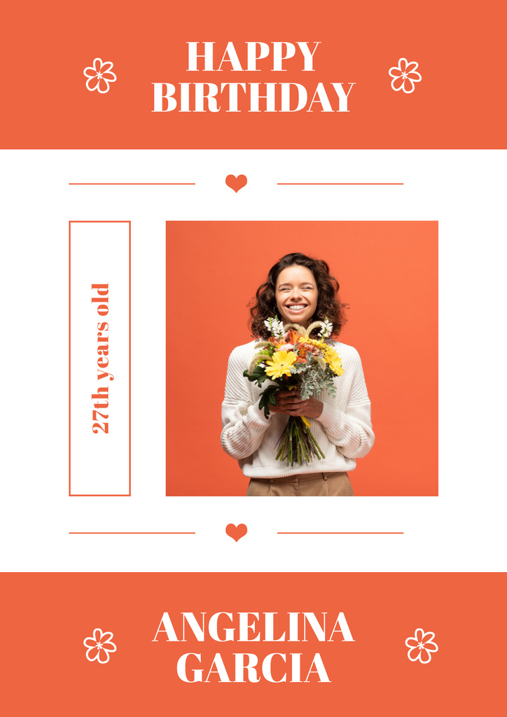 Happy Birthday to Woman on Orange Poster – шаблон для дизайна