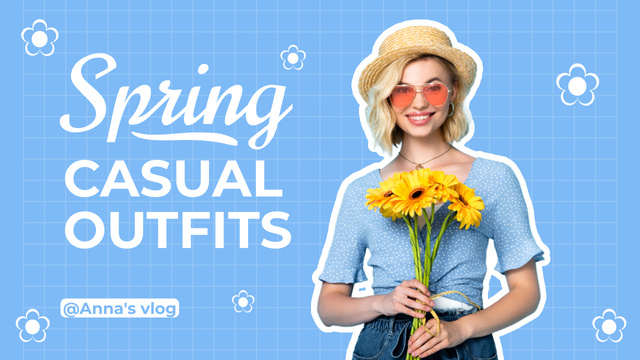 Spring Casual Outfits with Cute Blonde in Hat Youtube Thumbnail – шаблон для дизайна