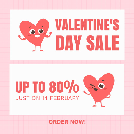 Big Discounts During Valentine's Day Sale Animated Post Design Template