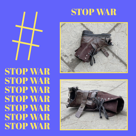 Poškozená bota pro výzvu k zastavení války Instagram Šablona návrhu