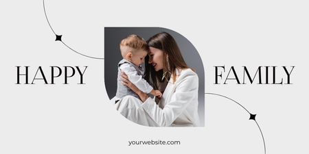 Happy Mom with Kid Twitter Design Template