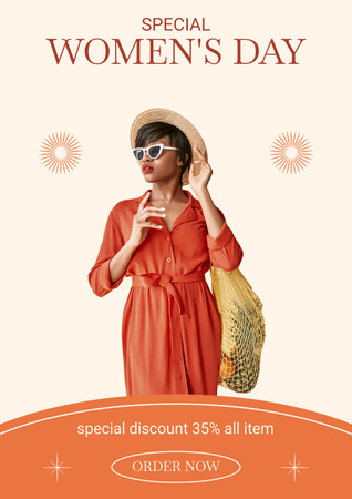 Designvorlage Special Discount Offer on International Women's Day für Poster