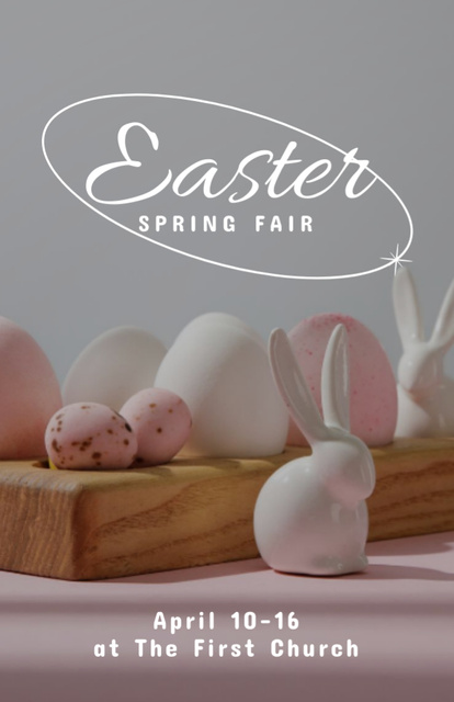Easter Fair Announcement with Painted Eggs Flyer 5.5x8.5in Design Template