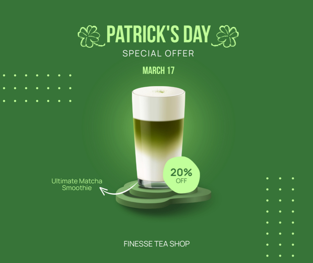 Ontwerpsjabloon van Facebook van Special Coffee Offer for Saint Patrick's Day