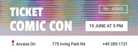 Comic Con Announcement Ticket tervezősablon