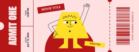 Movie Night Announcement with Funny Character Ticket Design Template