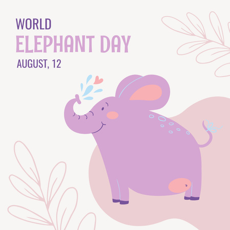 Elephant Day Celebration Announcement Instagram Design Template