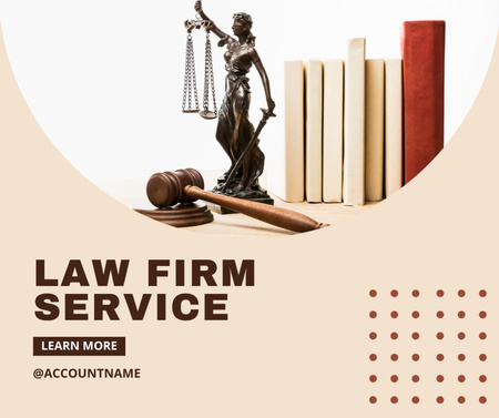Law Firm Service Offer with hammer Facebook Design Template