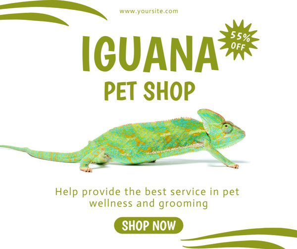 Pet Store Discount Announcement with Chameleon Image