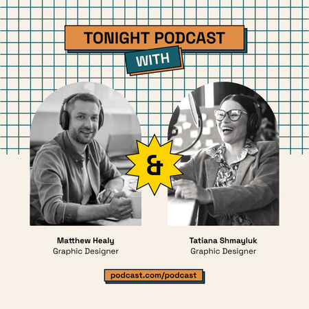 Evening Podcast Ad with Guest Instagram Design Template