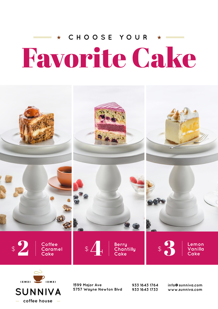 Bakery Ad with Assortment of Sweet Cakes Poster Tasarım Şablonu