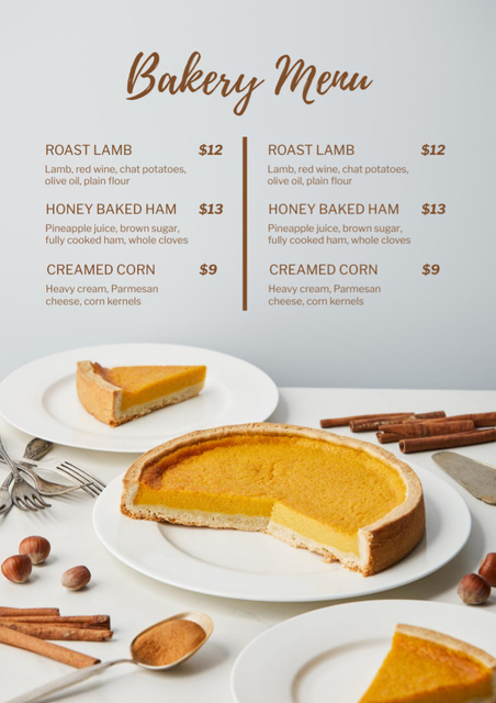 Bakery's List of Pies Offer Menuデザインテンプレート