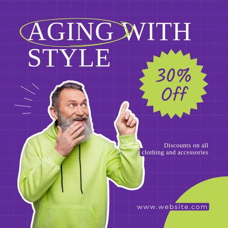 Clothes And Accessories For Elderly With Discount Instagram Design Template