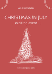 July Christmas Party Ad with Sketch of Tree