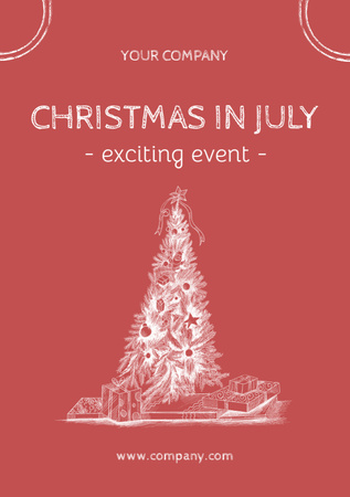  July Christmas Party Announcement Flyer A5 Design Template