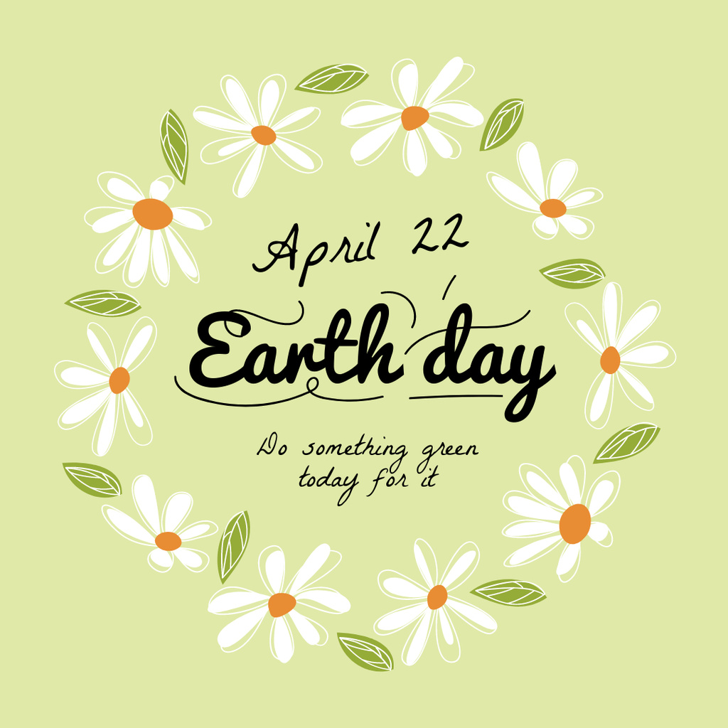 World Earth Day Announcement with Floral Wreath Instagramデザインテンプレート