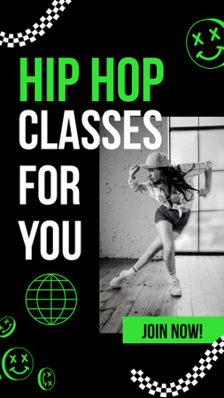 Hip Hop Classes Ad with Dancing Woman Instagram Story Design Template