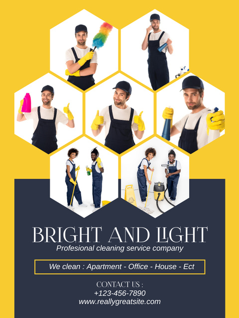 Template di design Collage with Photos of Cleaning Agency Employees Poster US
