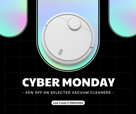 Black Friday Discounts on Selected Robotic Vacuum Cleaners Facebook Design Template