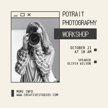 Анонс семінару портретної фотографії Instagram – шаблон для дизайну