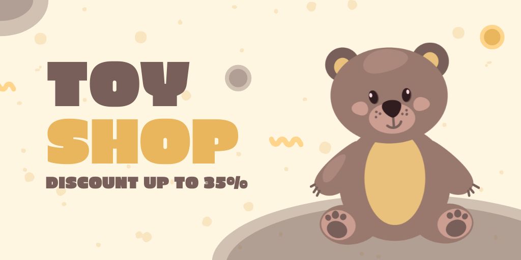 Discounts Offer with Cute Teddy Bear Twitter Tasarım Şablonu