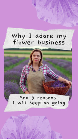 Ontwerpsjabloon van Instagram Video Story van Inspirerend verhaal over de eigenaar van een lavendelbedrijf